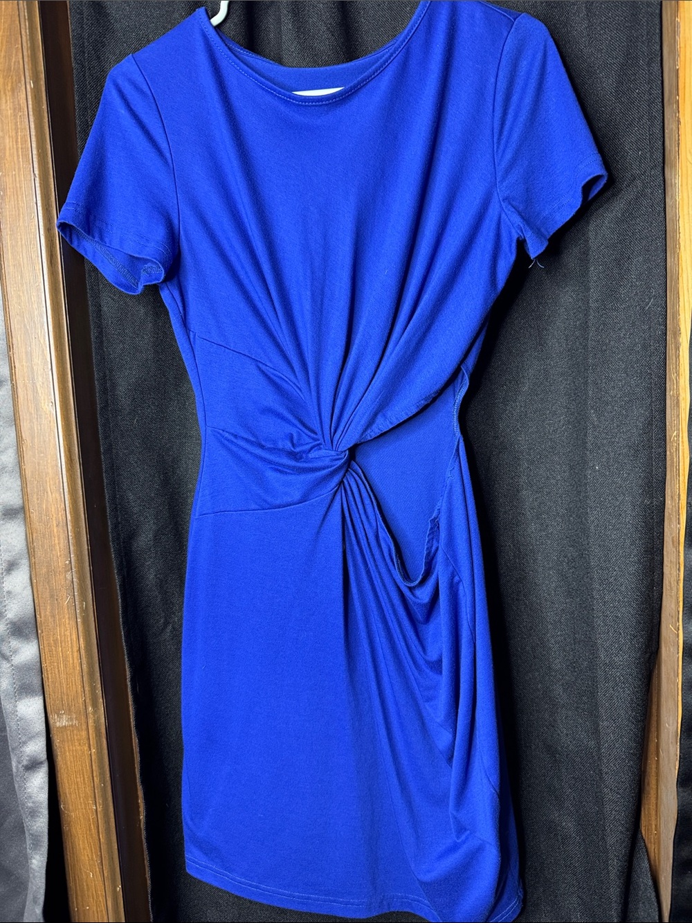 Women's Royal Blue Twist-Front Short Sleeve Dress